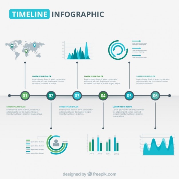 Modern timeline graphic in blue and green tones Vector | Free Download
