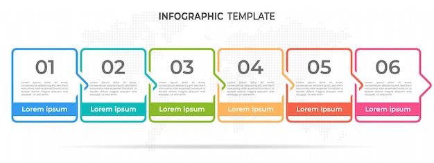 Modern timeline infographic template 6 options. Premium Vector
