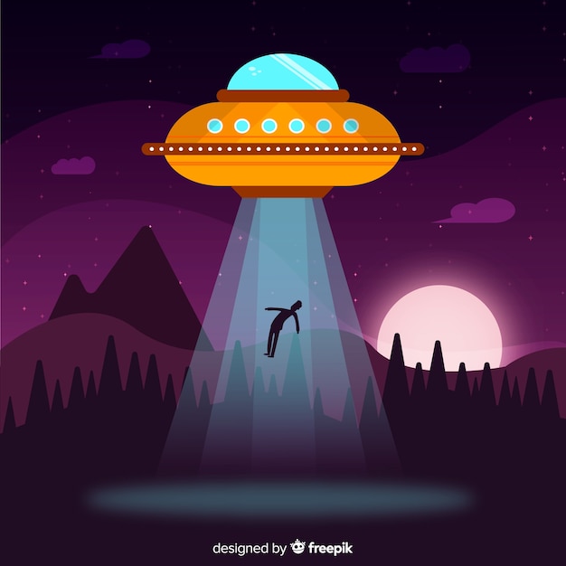 Free Vector | Modern ufo abduction concept with flat design