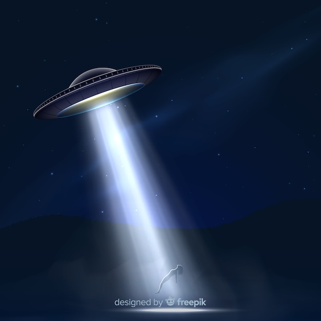 Modern ufo abduction concept with realistic\
design