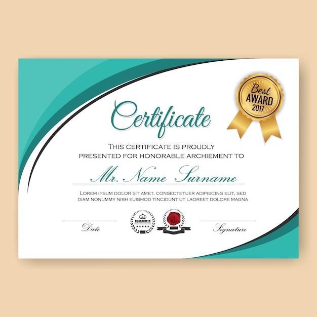 Premium Vector | Modern verified certificate background template with ...