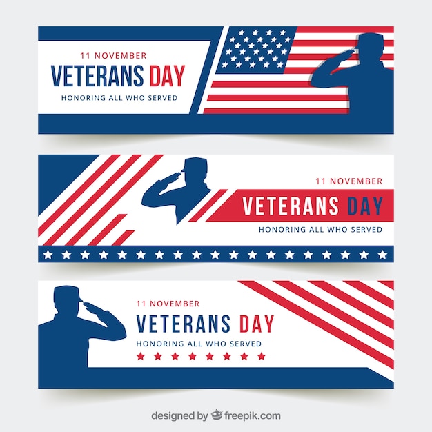 Modern veterans day banners