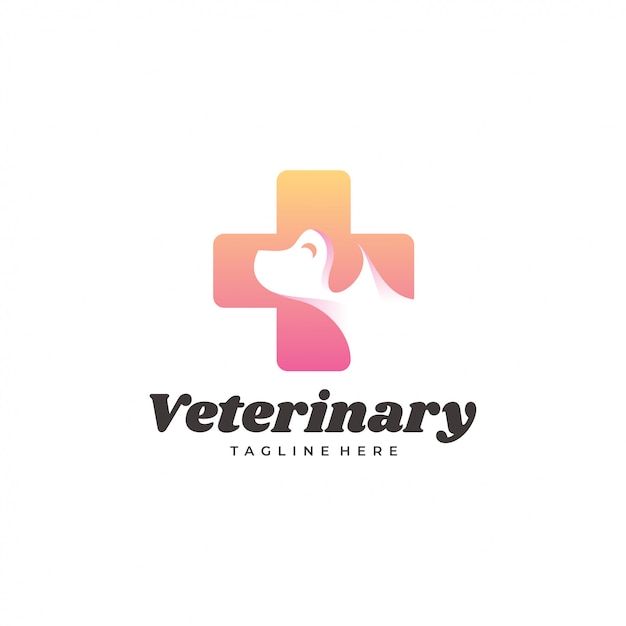 Modern veterinary dog pet and cross logo | Premium Vector