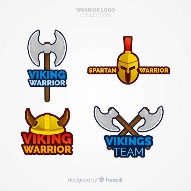 Modern warrior sports logo collection Free Vector