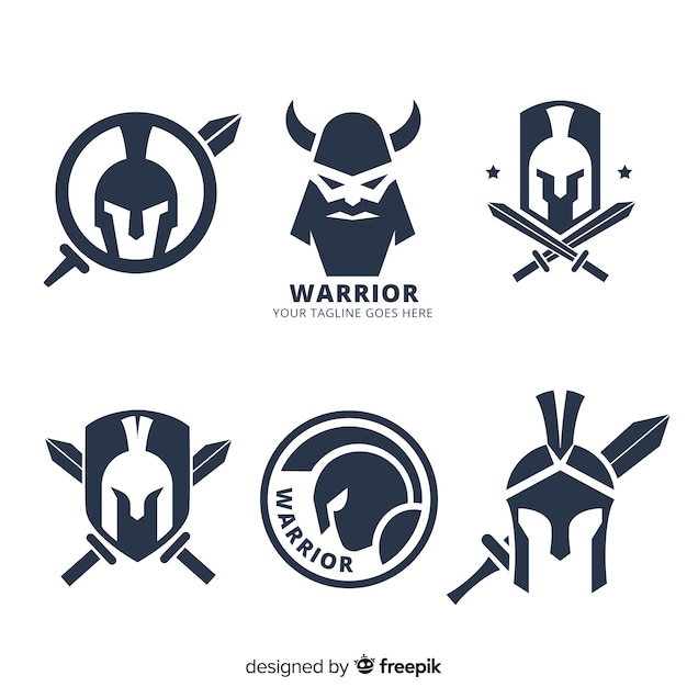 Modern warrior sports logo collection Free Vector