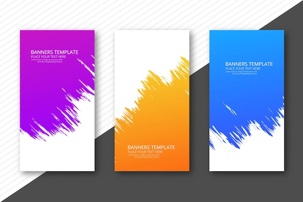 Download Free Vector | Modern watercolor colorful headers set template design