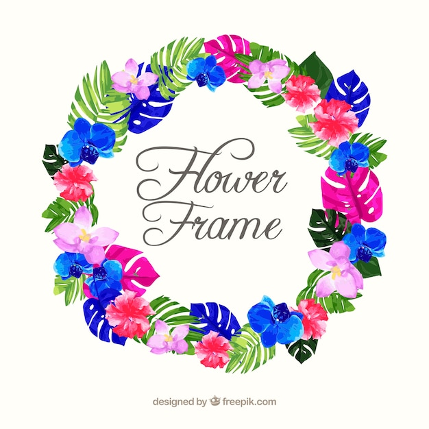 Download Vector - Modern watercolor floral frame with colorful style ...