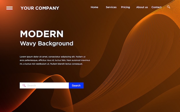 Premium Vector | Modern wavy landing page background.