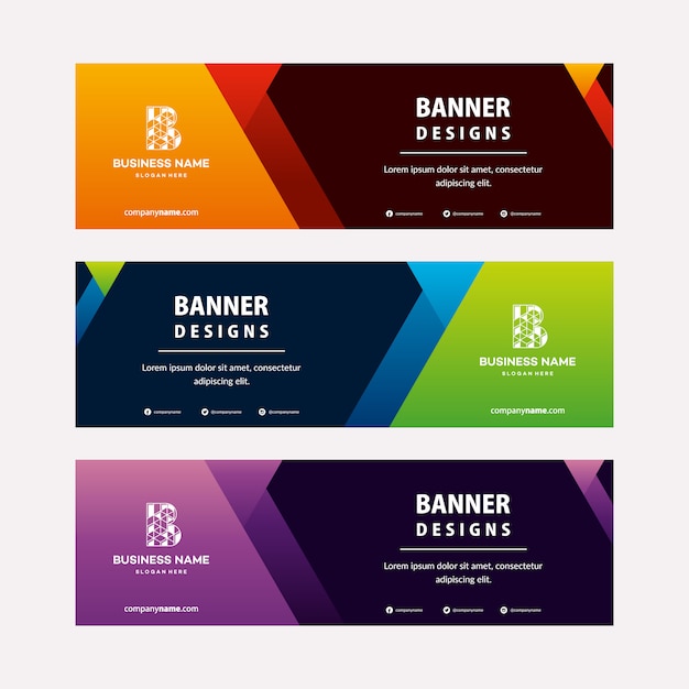 Modern web banners template with diagonal elements for a photo Premium Vector