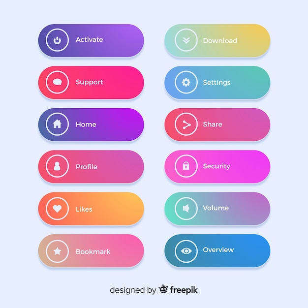 Free Vector | Modern web buttons in gradient style