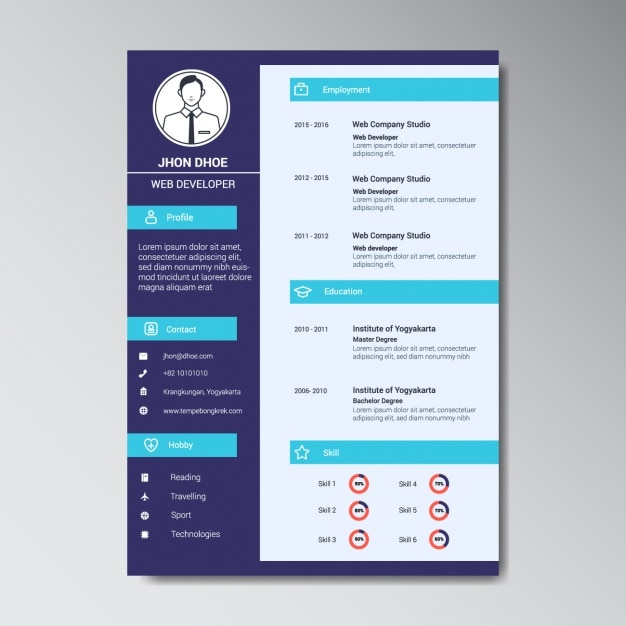 Download This Free Vector Modern Web Developer Resume Template