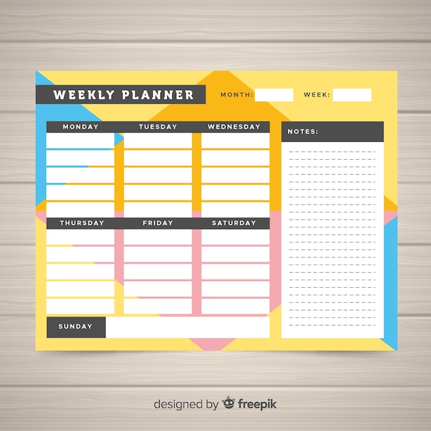 Modern weekly planner template with flat design Vector | Free Download