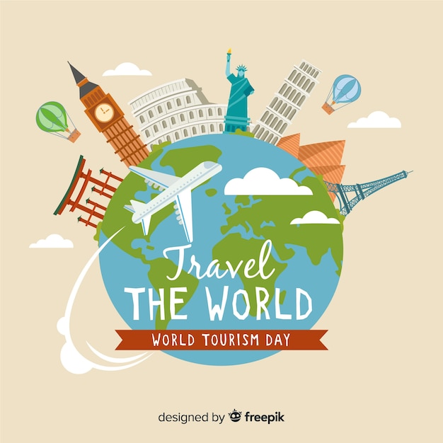 Free Vector | Modern world tourism day composition with flat design
