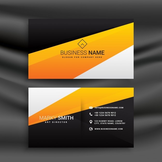Modern yellow and black business card with\
clean shapes