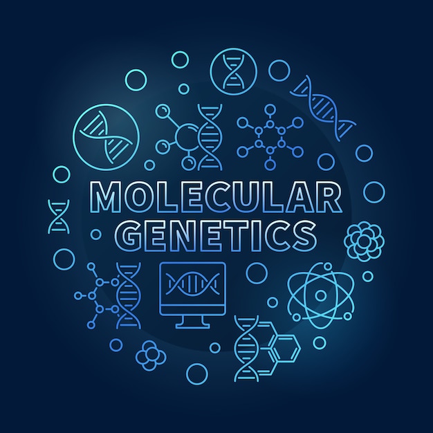 Premium Vector Molecular Genetics Blue Circular Outline Illustration