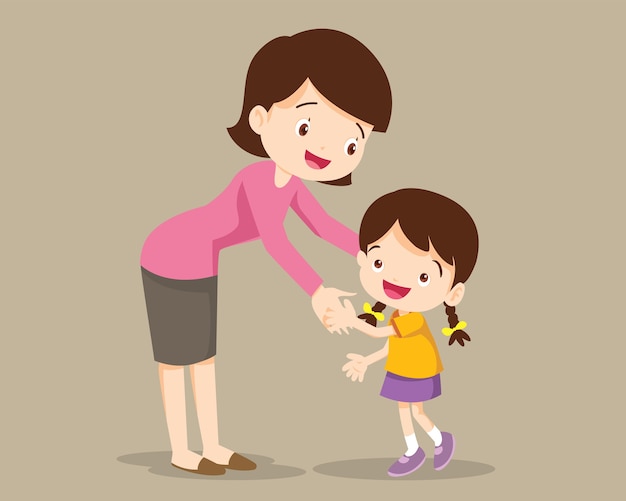 Download Premium Vector | Mom hugging her child girl and talking to ...
