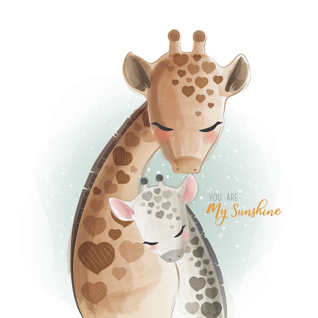Download Mommy and baby giraffe - you are my sunshine Vector ...