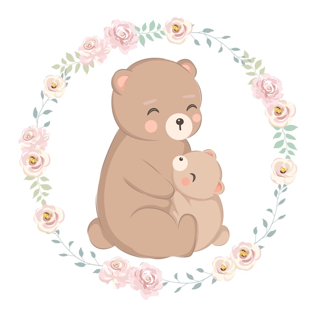 Download Mommy bear and baby bear | Premium Vector