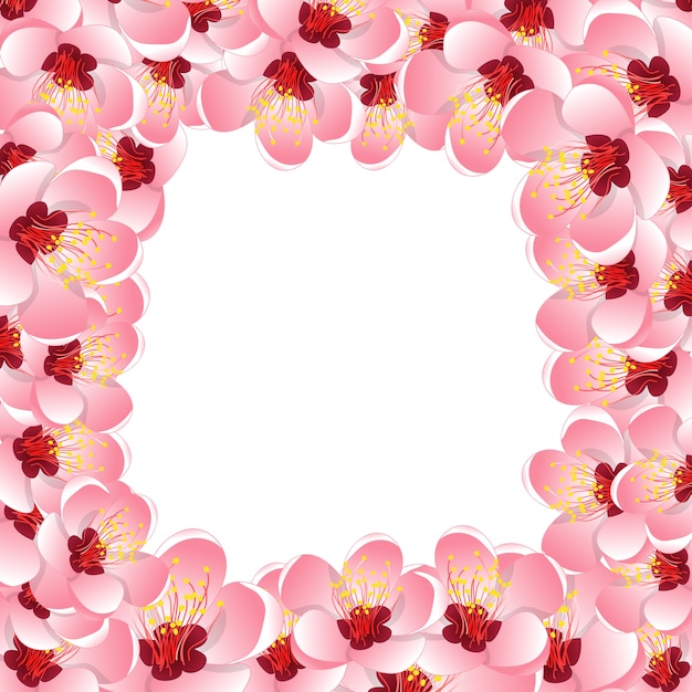 Momo Peach Flower Blossom Border Background2 Premium Vector