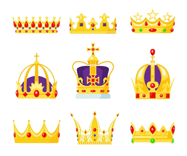 Free Vector | Monarch crown set. king or queens jewelry, royal ...