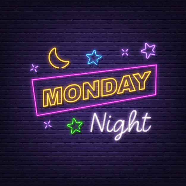 Premium Vector Monday Night Neon Signboard