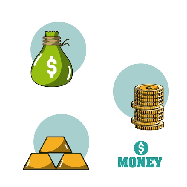お金と投資の漫画のコンセプトベクトルイラストのグラフィックデザイン プレミアムベクター