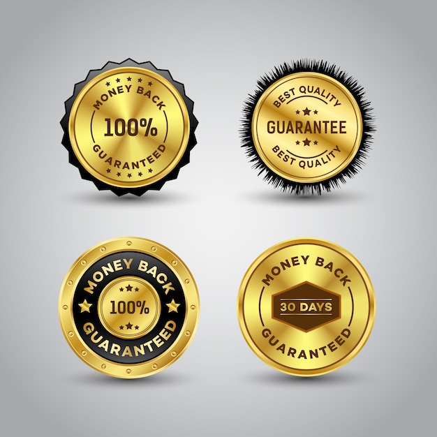 Premium Vector Money back guarantee gold badge template