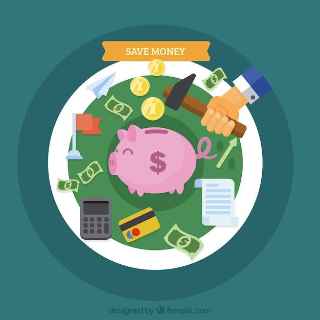 Download Vector Saving Money Background With Cute Piggybanks Vectorpicker