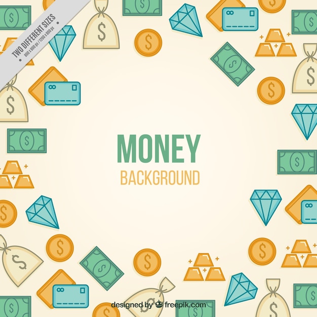 Money background with diamonds and other\
elements