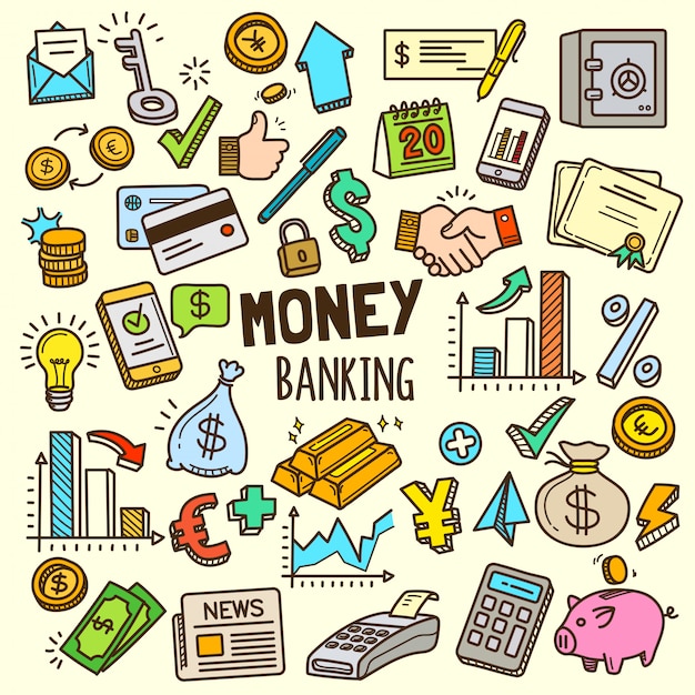 Money and banking elements illustration Vector Premium Download