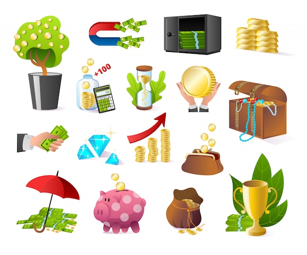 Premium Vector | Money banking and finance icons set of on ...