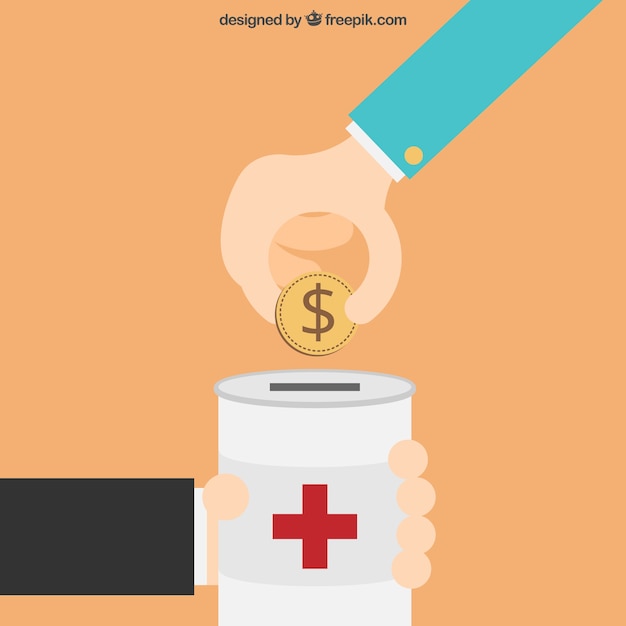 Money box for donation in flat design\
background