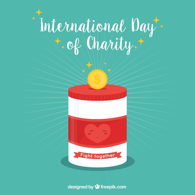 Money box with heart for the day of\
charity