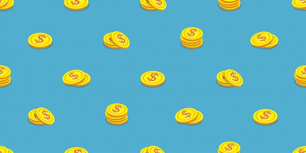 Premium Vector Money Coins Seamless Pattern Background Cartoon Style