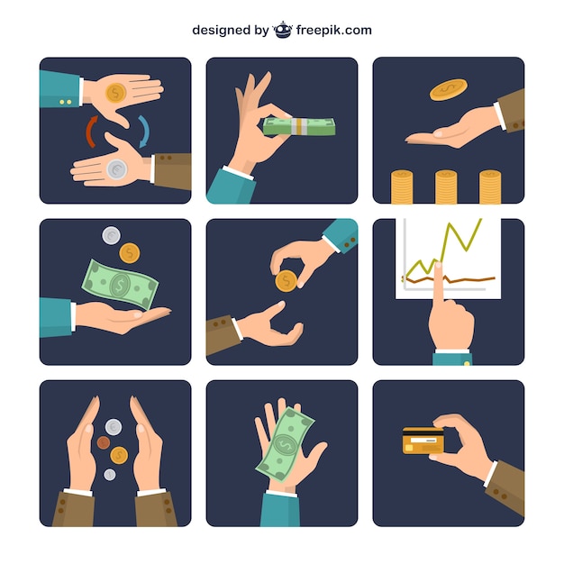 Money exchange icons Free Vector