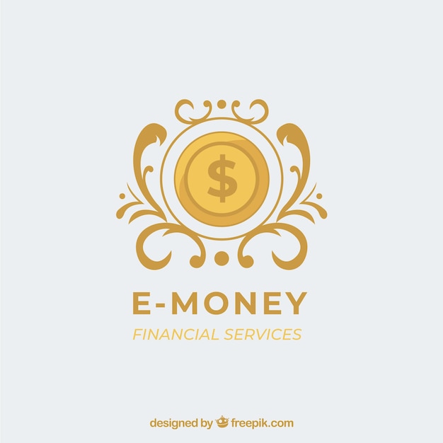 Money logo for company in golden color