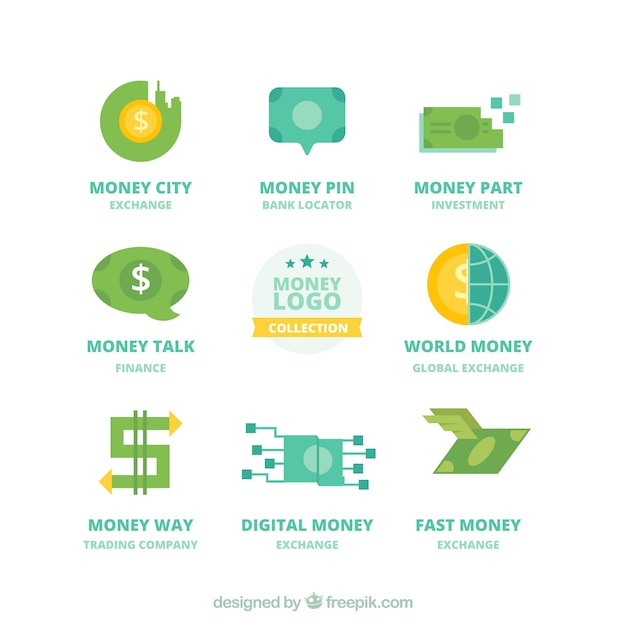 Download Free Download Free Money Logos Collection For Companies Vector Freepik Use our free logo maker to create a logo and build your brand. Put your logo on business cards, promotional products, or your website for brand visibility.