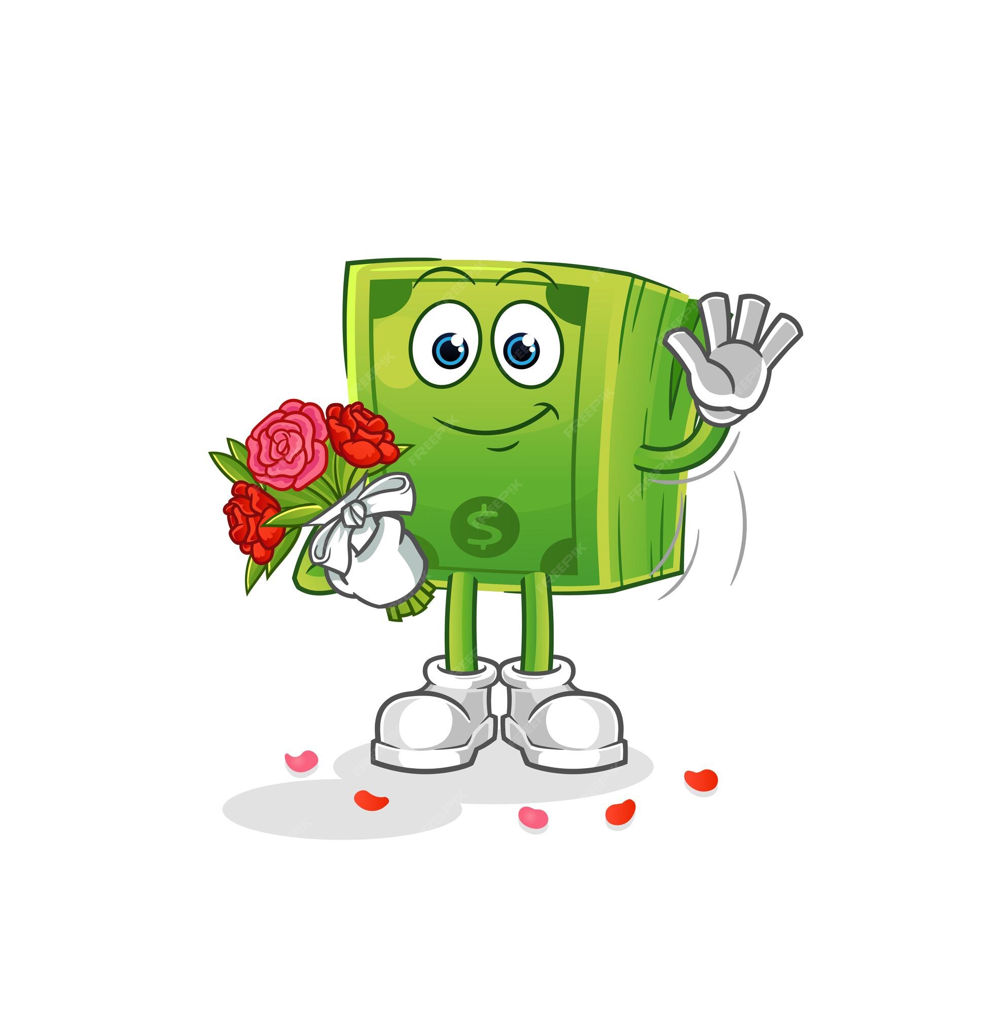 Premium Vector | Money with bouquet mascot. cartoon vector