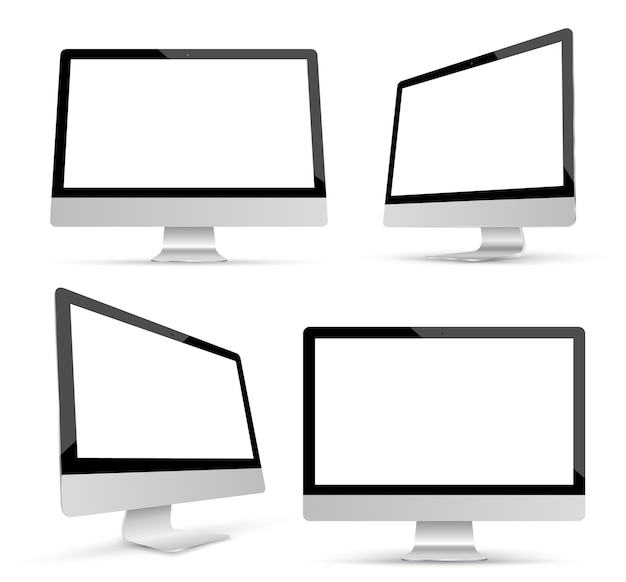 Monitor set mockup vector. Premium Vector