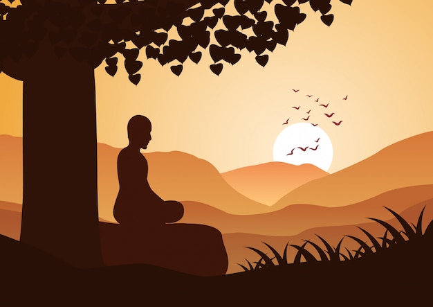 Premium Vector | Monk meditation