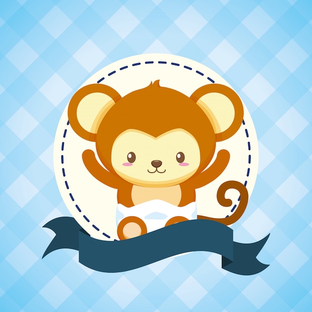 Monkey for baby shower card Vector | Free Download