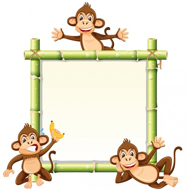 Premium Vector | Monkey on the bamboo board