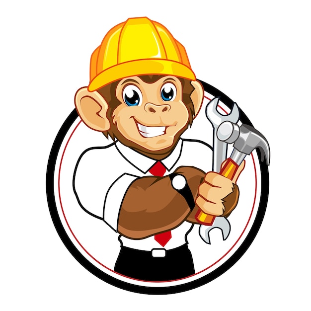 Premium Vector | Monkey Builder Mascot Cartoon