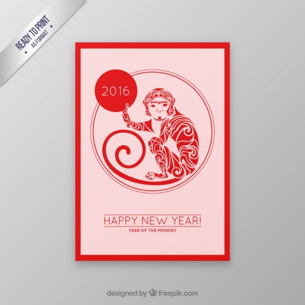 Monkey chinese year card in abstract style