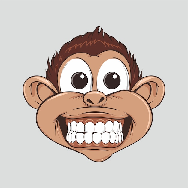 猿の面白い可愛い笑顔 プレミアムベクター