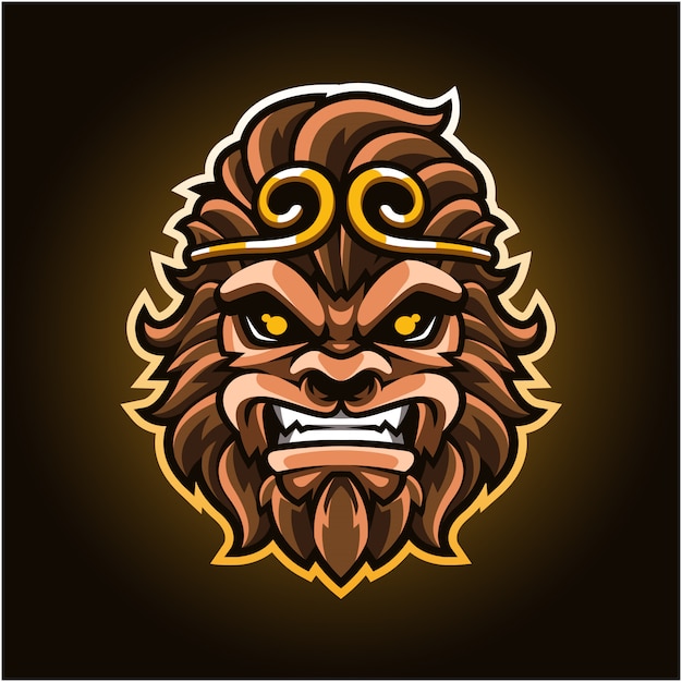 Premium Vector | Monkey king head mascot logo