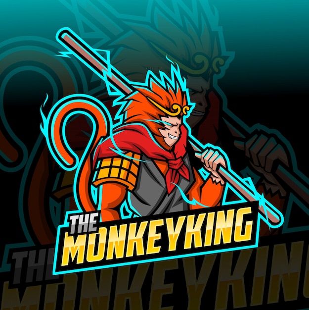 Premium Vector | The monkey king mascot esport logo