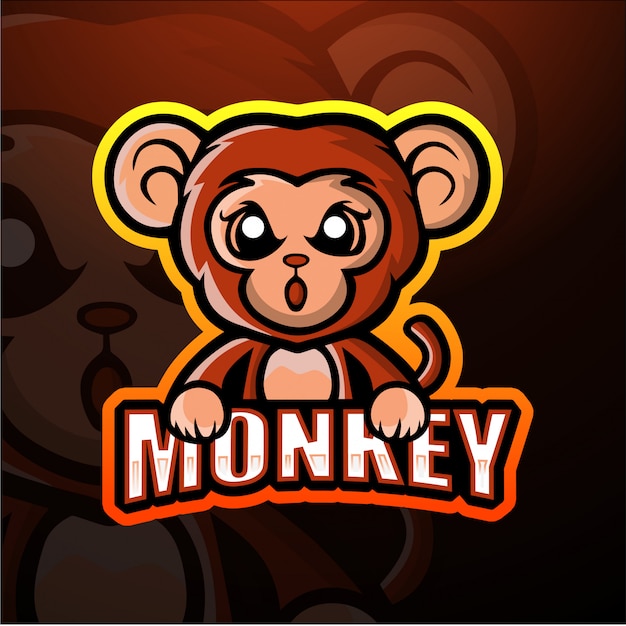 Monkey Mascot Esport Illustration Premium Vector