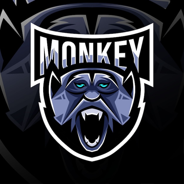 Premium Vector | Monkey mascot logo esport design