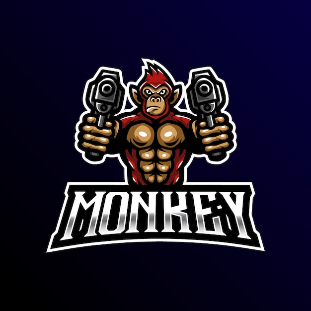 Premium Vector | Monkey mascot logo esport gaming.